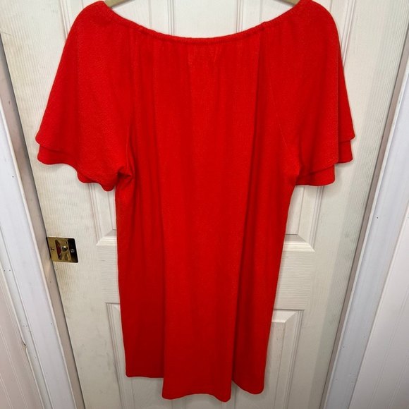 Madewell Texture & Thread Tiered-Sleeve Dress Orange Large - Picture 6 of 9